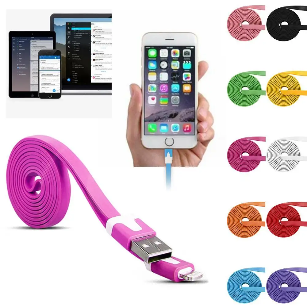 1 м плоский USB кабель для зарядки и синхронизации данных iPhone 5S/6|Кабели USB| |