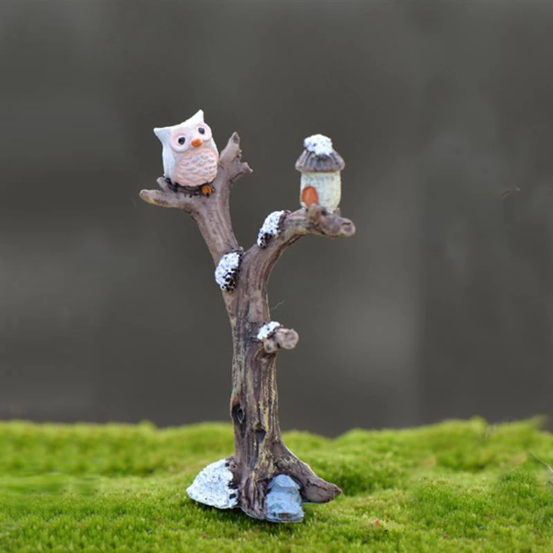 В виде дерева из смолы ветви миниатюрных моделей сова модель корабля бонсай