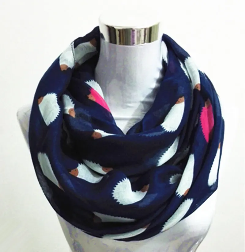 Circle scarf Navy Новые женские модные вискоза, хлопок Ежик длинный шарф с рисунком модные шарфы с животными снуд кольцо шарф для женщин - Цвет: Circle scarf Navy
