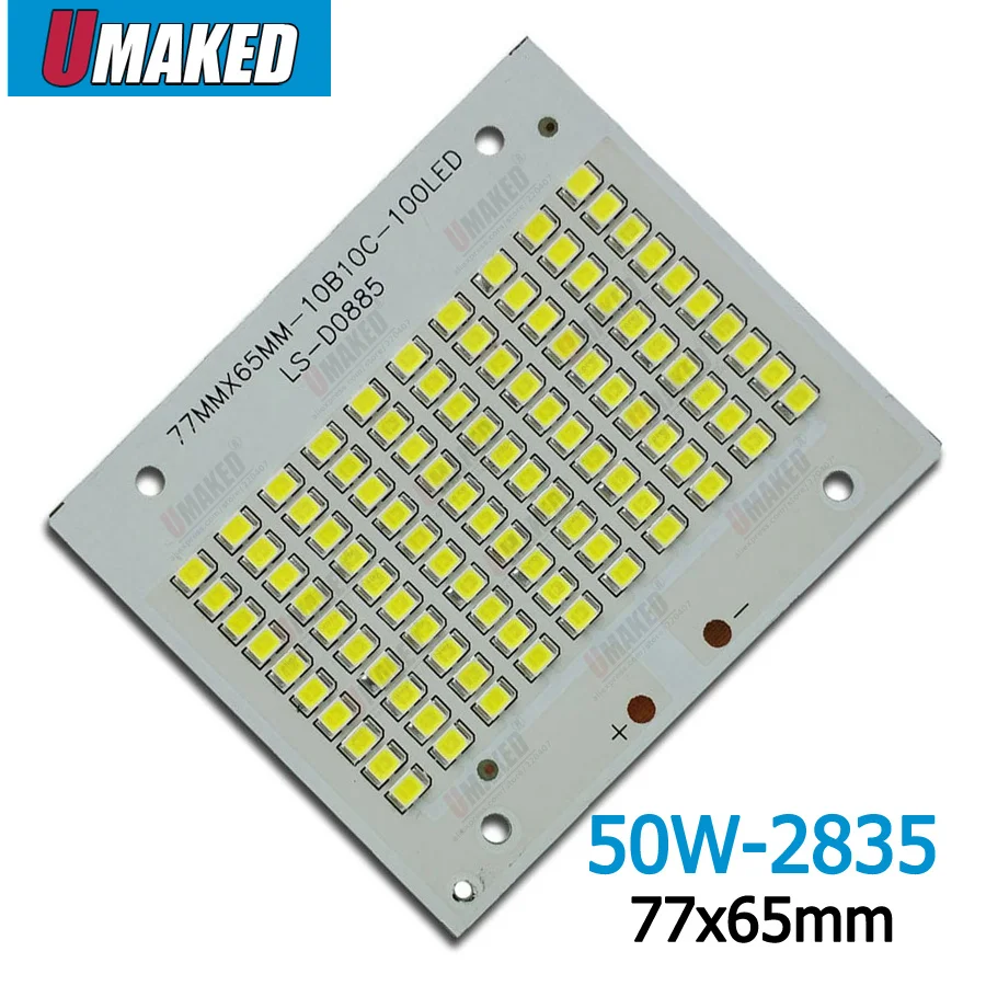 100% полная мощность светодиодная прожекторная печатная плата 50 Вт 77x65 мм SMD2835