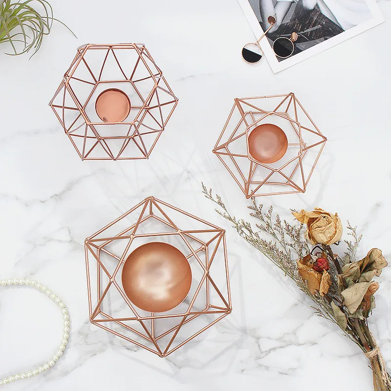 Скандинавские подсвечники из розового золота креативные минималистичные