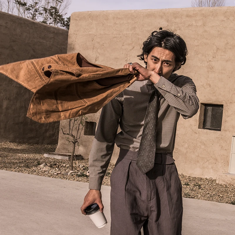 

British Retro Plaid Shirt Men Business Casual Slim Long Sleeved Shirt Smart Classic High Quality Chemise Homme Shirts EB50CS