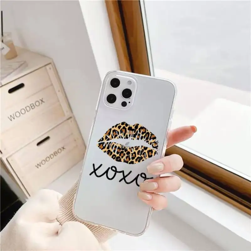 

LOVE Leopard Phone Case For iphone 12 11 mini x xs xr pro max 8 7 6s 6 5 5s 5c se plus Transparent soft