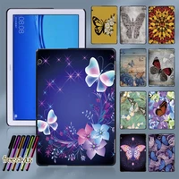 butterfly series pattern tablets case for huawei mediapad t5 10 10 1 inch ultra thin plastic hard back cover case free stylus