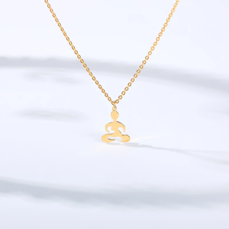Boho Ом АУМ Будды лотоса Йога золотая цепочка ожерелье с подвеской подарок для