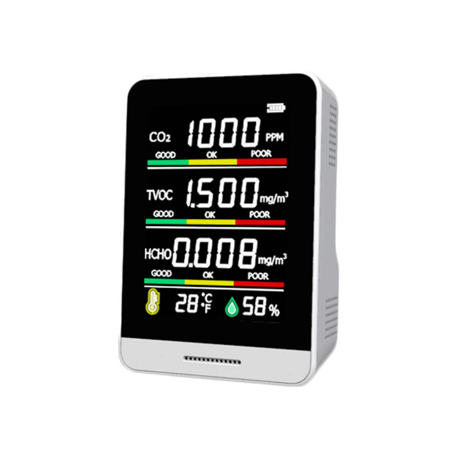 

USB Перезаряжаемый тестер качества воздуха CO2 TVOC HCHO умный Термометр-Гигрометр с калибровкой температурной компенсации