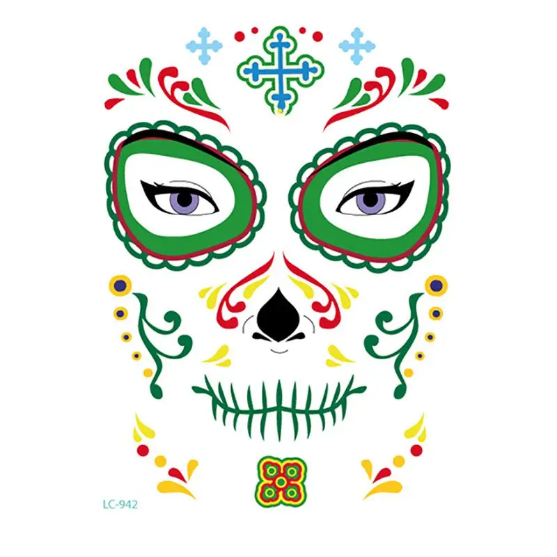 Наклейка на лицо специальный водостойкий макияж татуировка День мертвых черепов