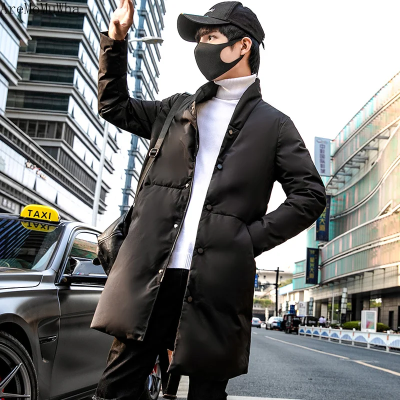 Men's Down Jacket Mid-length 2021 Winter New Stand-up Collar Korean Version of The Slim Thick Warmth Trend Jacket Mens Jackets