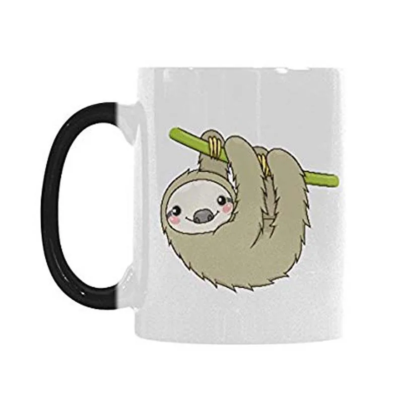 Милая мультяшная Ленивец на ветке дерева Термочувствительная кружка меняющая