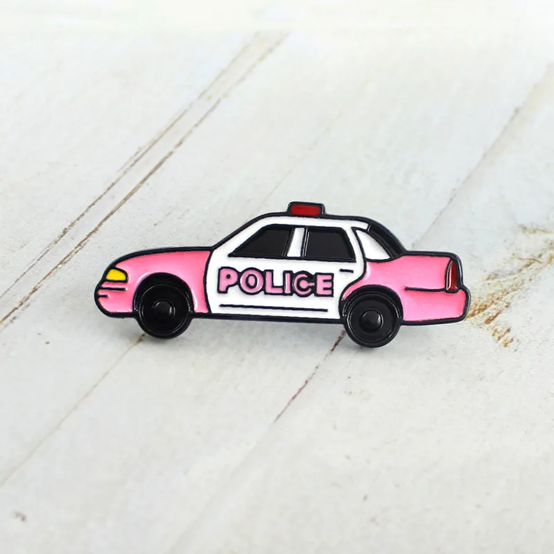 

XM-funny New product cartoon game police car POLICE pink police car brooch fashion brooch new badge accessories