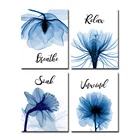 Элегантный синий тюльпан растение цветок картина плакат Современный минимализм искусство стена ванная комната мебель Украшение холст без рамки