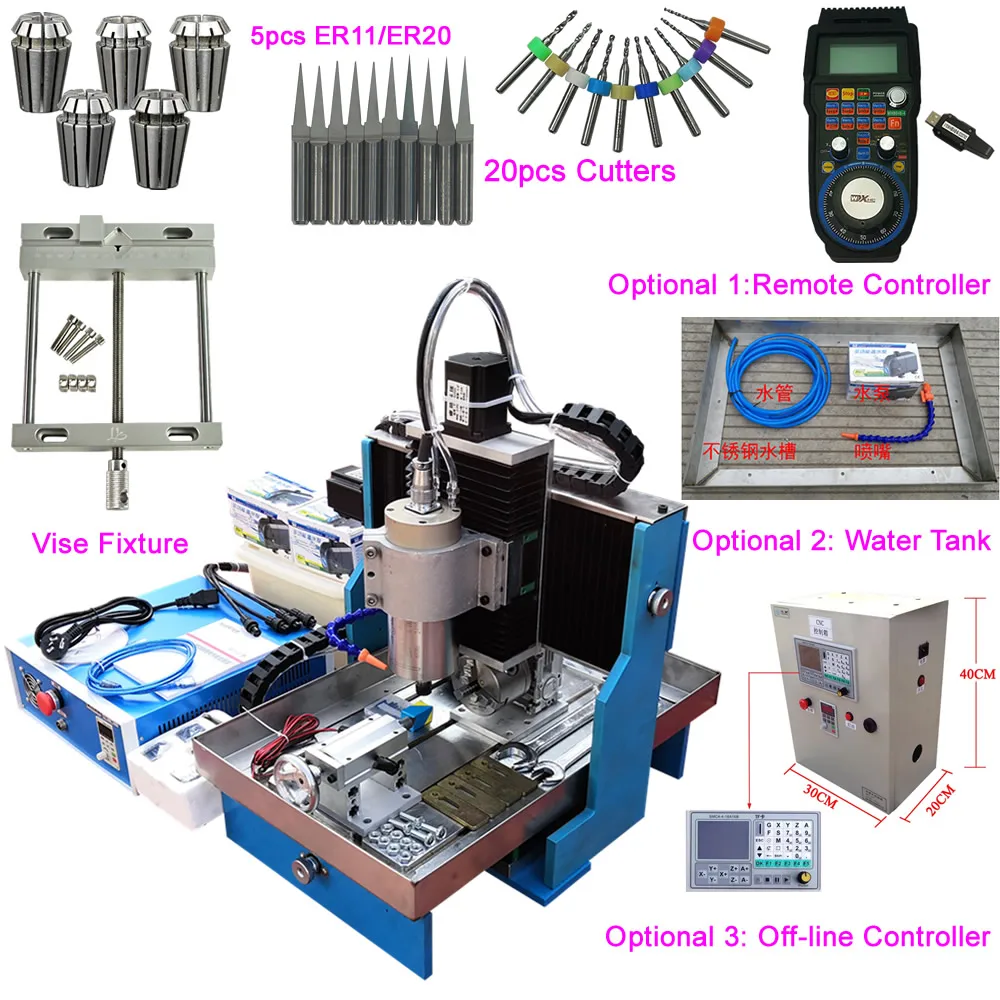 

Linear Guide Rail 4 Axis USB CNC Router 3040 1.5KW 2.2KW Aluminum Steel Engraving Milling Machine MACH3 Remote Controller