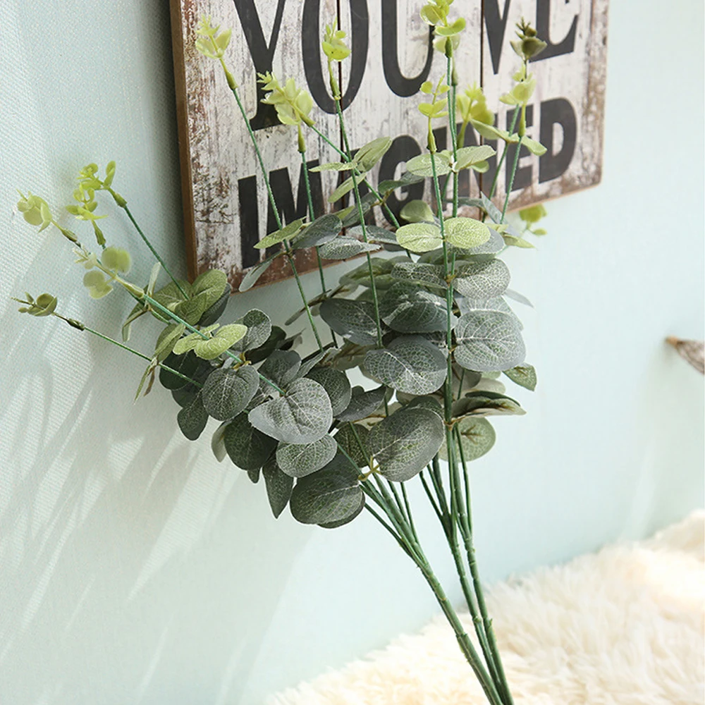 Большие листья эвкалипта Зеленые искусственные материал для стен Декоративные