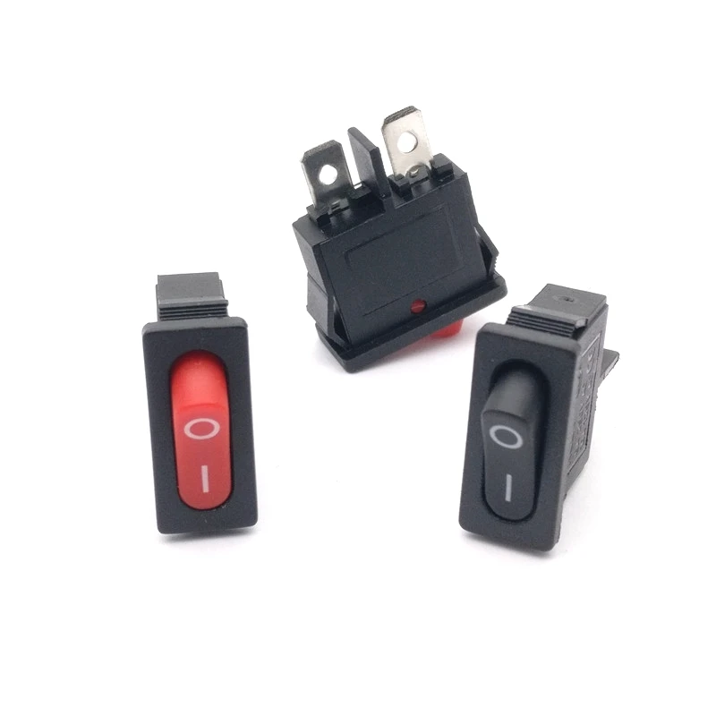 10 шт./лот 10x21 мм KCD1-110 красный/черный кулисный переключатель лодка кулисный переключатель выключатель питания 6A/250V 10A/125V 2PIN
