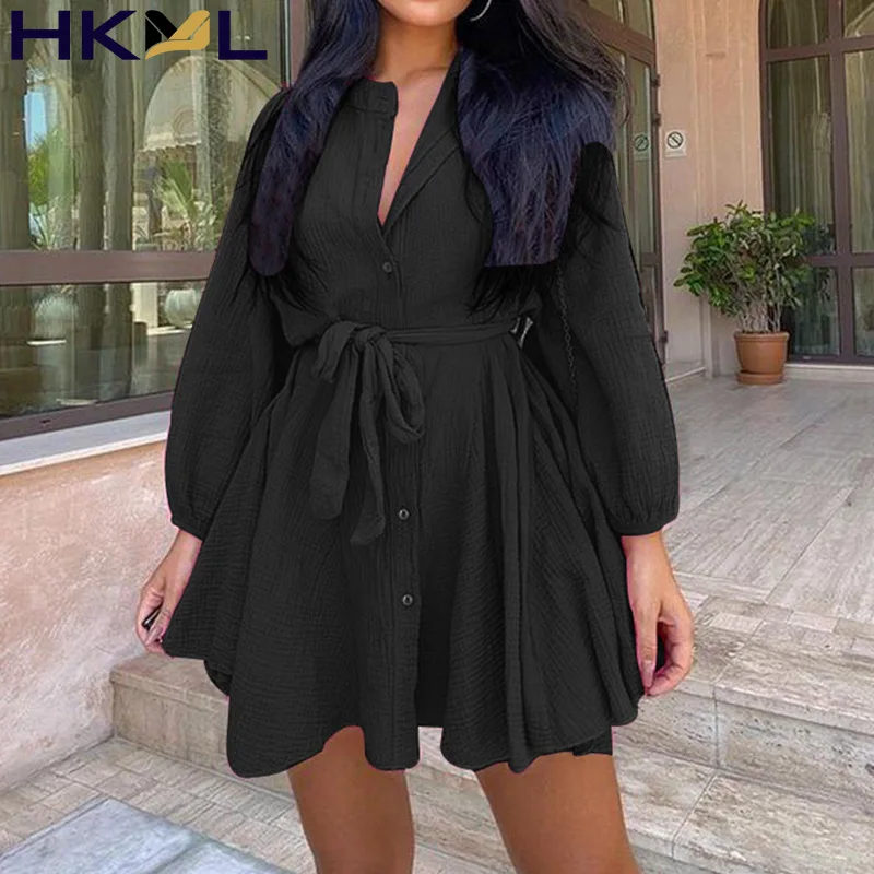 

2021 Dress Women's Long Sleeve A Line Short V Neck Solid Color Casual Rose Red Holiday Party Dress Summer