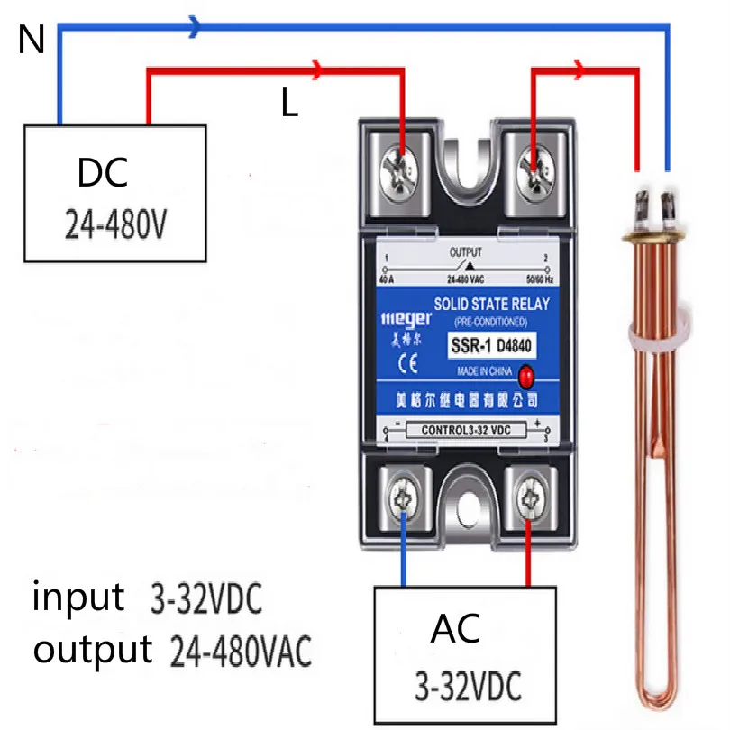 Радиатор + твердотельное реле Однофазное 220 В Φ D4810 D4825 D4840 40a D4860 Dc control AC 3 32vdc для 24