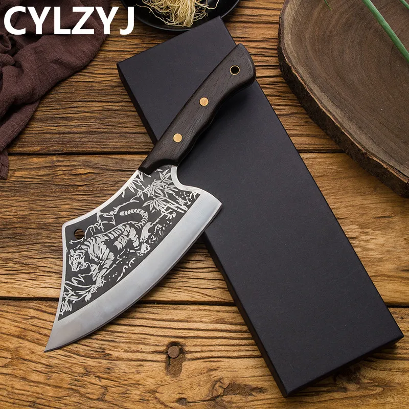 Нож кухонный из нержавеющей стали бытовой измельчитель с тигровым узором для