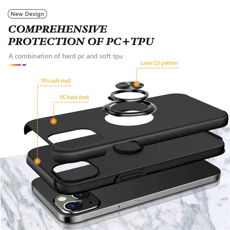 Magnetic Ring Invisible Holder Phone Case For iphone 12 13 mini 11 pro Xs max XR X 8 7 6 Plus Finger Ring Car Holder Stand Cover