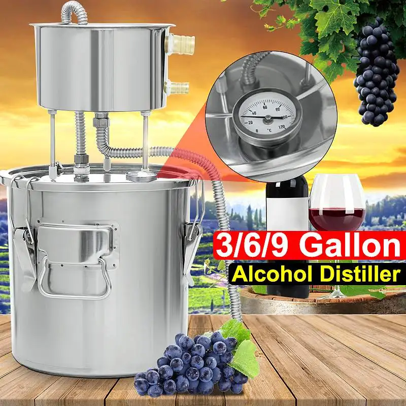 

11L/35L Distiller Home Brew Moonshine Alcohol Copper Distillery Boiler Water Essential Oil Brewing Kit Full Stainless Steel