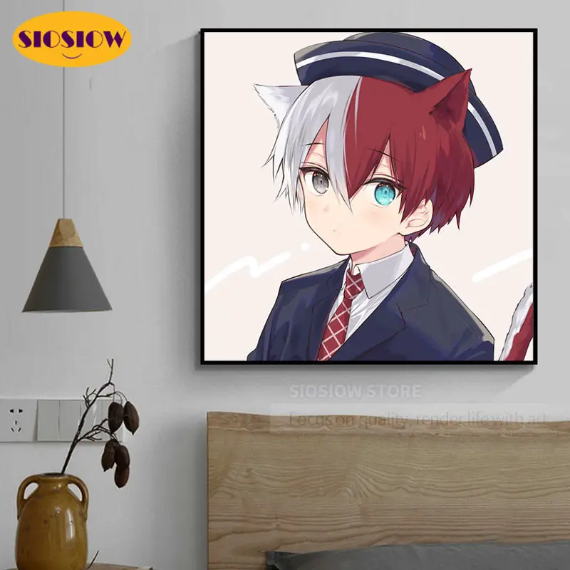 5d Diy постер из аниме Алмазная мозаика вышивка Тодороки кошачьи уши 3d живопись