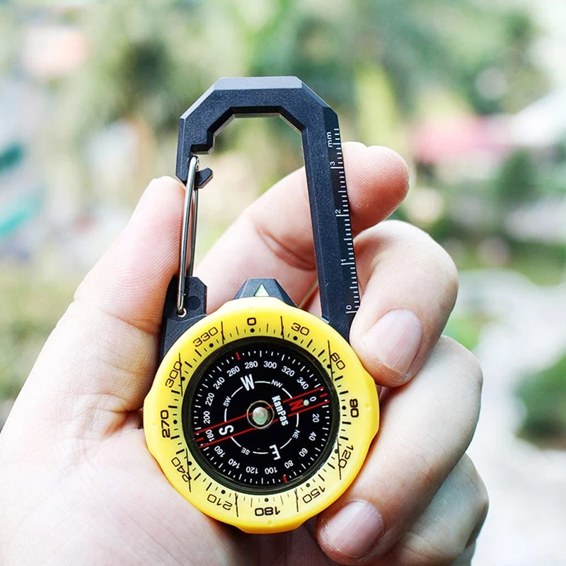 

7 *3.2 *1.3cm Outdoor Camping Hunting Compass Waterproof Carabiner Outdoor Compass with Night Light Display