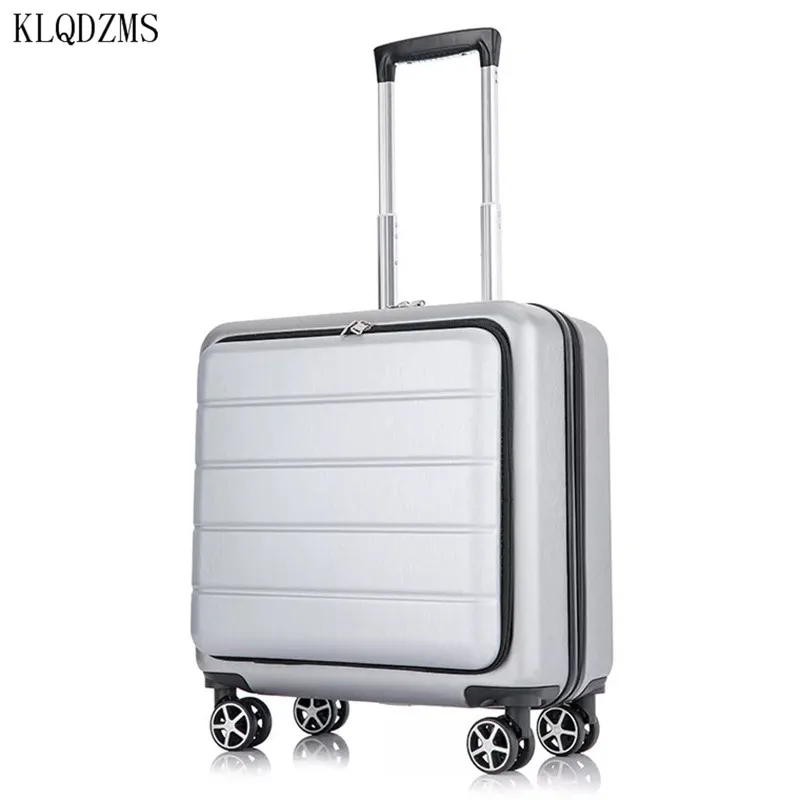 Дорожный чемодан на колесиках KLQDZMS из АБС-пластика 18 дюймов удобный с сумкой для