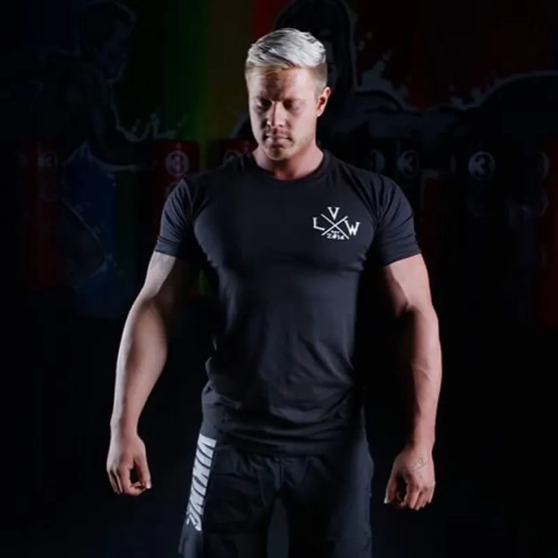 Брендовая одежда Фитнес Футболка мужская мода удлиненная длинная футболка