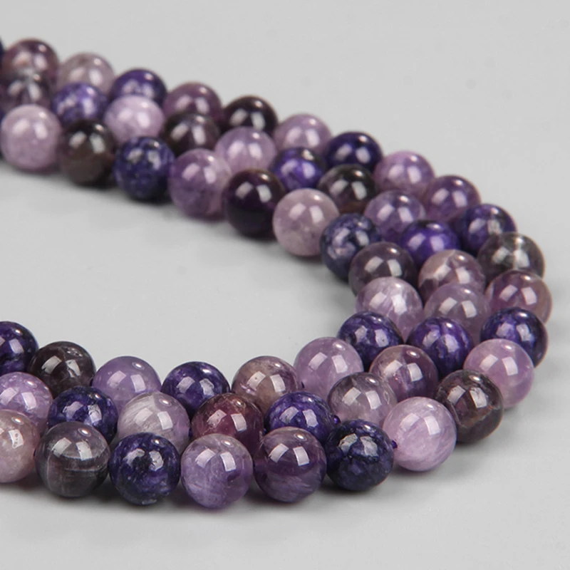 

Genuine Natural Charoite Stone Beads Round 8mm 10mm Loose Purple Charoite Gem Stone Beads For Jewelry Making Bracelet Necklace