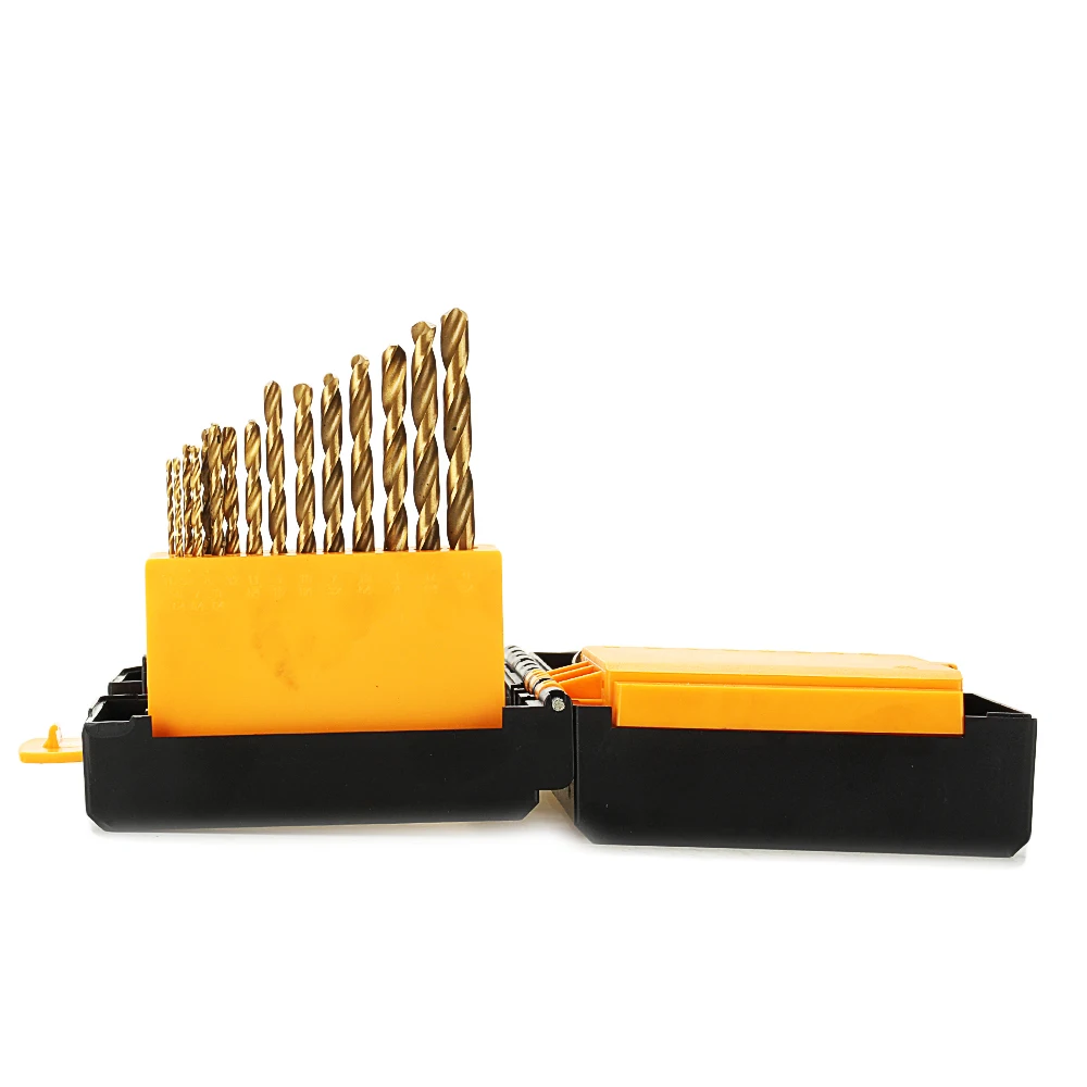 

29Pcs 1/16 to 1/2 " Titanium Coated High Speed Steel HSS Twist Drill Bit Set 118 Degree Point for Metal Woodworking Tools Sets