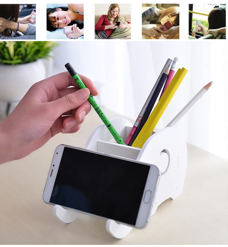Elephant DIY офисная настольная коробка для хранения, настольная канцелярская ручка для хранения, держатель для телефона, контейнер для домашнего офиса, органайзер для мелочей