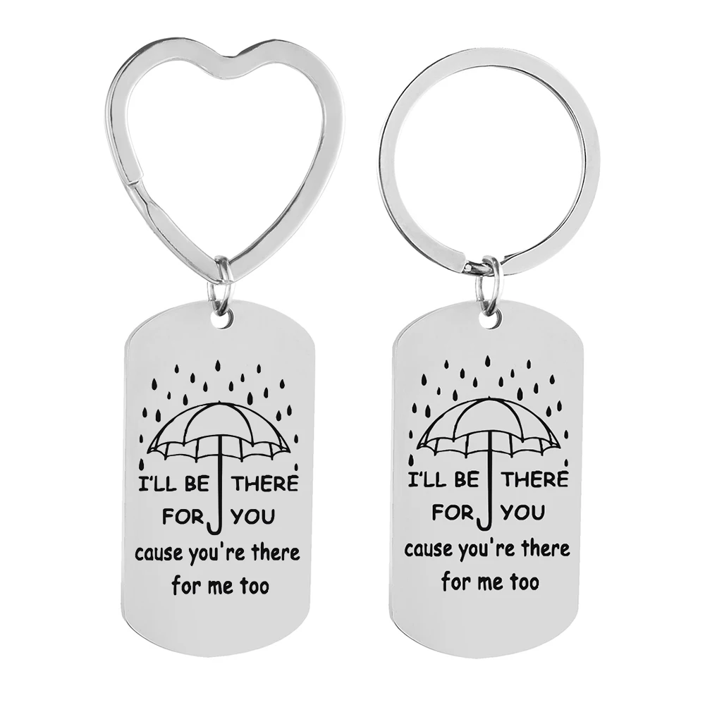 

Модные ювелирные изделия из нержавеющей стали, я буду там для вас, цепочка для ключей, Вдохновляющие парные подарки для мужчин и женщин, оптовая продажа на заказ