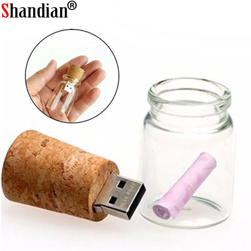 SHANDIAN модная бутылка-мессенджер usb 2 0 карта памяти стеклянная бутылка для дрифта