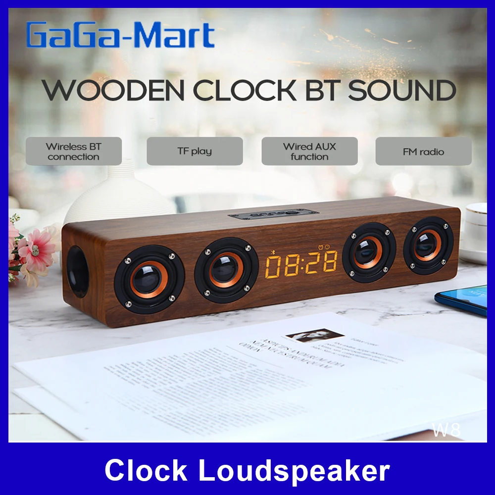 Беспроводная Bluetooth Колонка W8C портативная деревянная колонка сабвуфер с басами