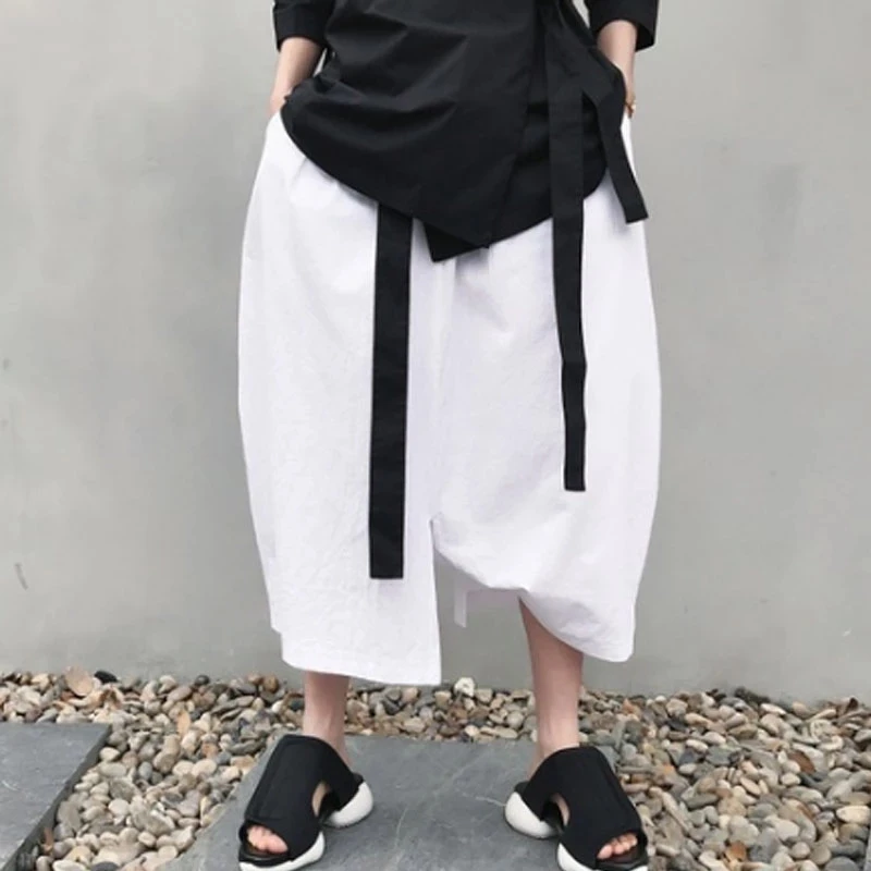 

Men's New Summer Casual Pants Large Fashion Solid Color Simple Capris Loose Large Men's Casual Pants Trend Solid Color Simple