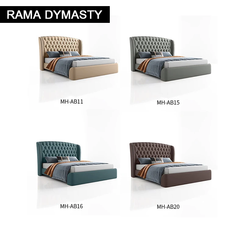 

RAMA DYMASTY genuine leather soft bed modern design bed bett, cama fashion king/queen size bedroom furniture
