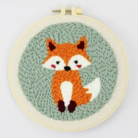 fox punch needle kits for starter contains threader fabric embroidery hoop yarn all materials and tool needle full set