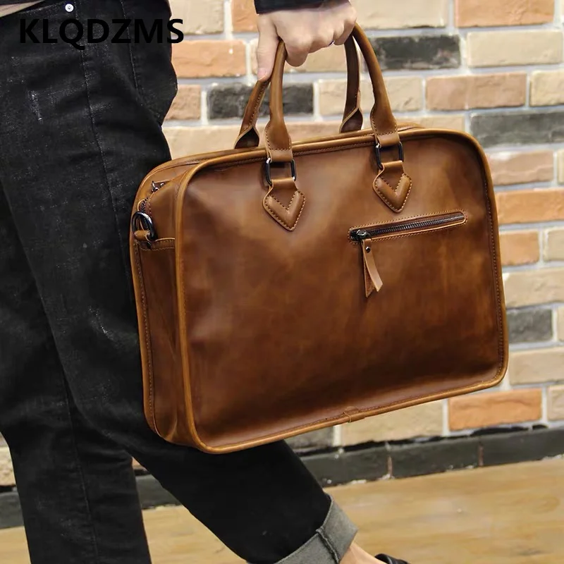 KLQDZMS Classic PU Business Handbag Casual Men Briefcases Business Laptop-Bag Office Document Bags Men Fashion Shoulder Bags