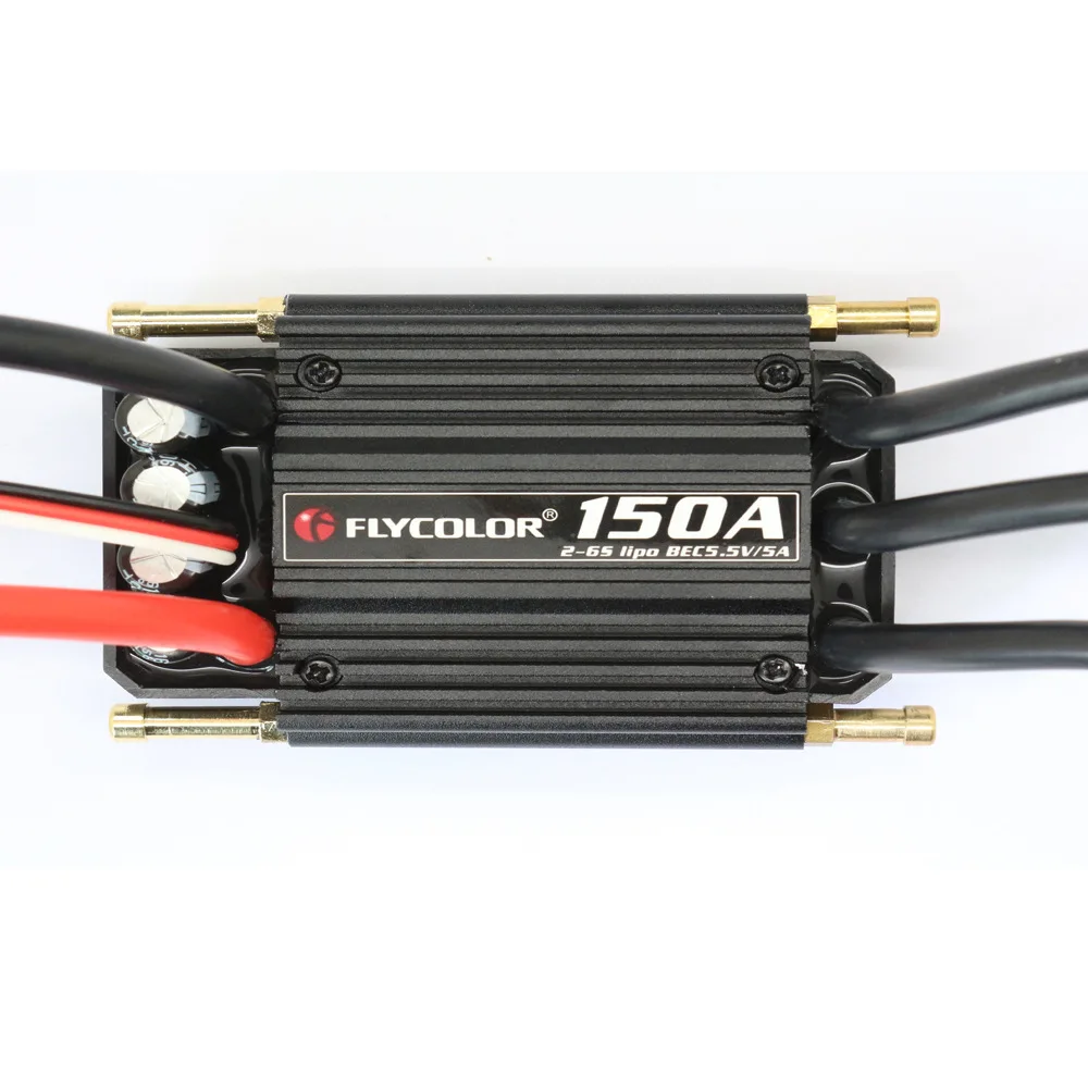 

FLYCOLOR FlyMonster 150A Brushless ESC 2-6S 5.5V 5A BEC Waterproof Cooling Electronic Speed Controller for RC Boat DIY project
