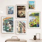 Чехол для журнала New Yorker в стиле ретро, Картина на холсте с изображением Льва, скандинавские постеры и принты, настенные картины для декора гостиной