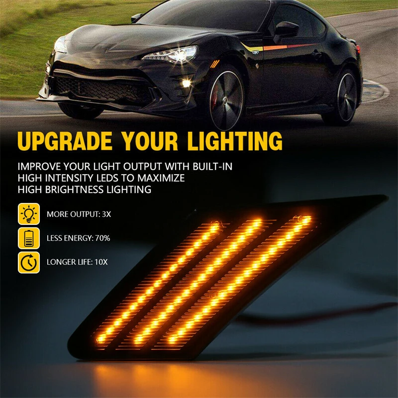 2PCS Amber LED Side Marker Light For Subaru BRZ Scion FRS 86 Toyota Turn Signal Lamp Amber Front Bumper Side Marker Light