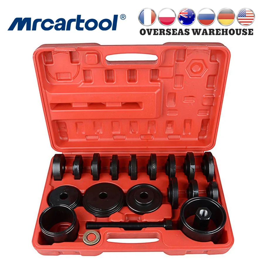 MR CARTOOL 23Pcs FWD Front Wheel Drive Bearing Removal Adapter Puller Pulley Tool Kit Elevation Angle Bearing Removal Tool