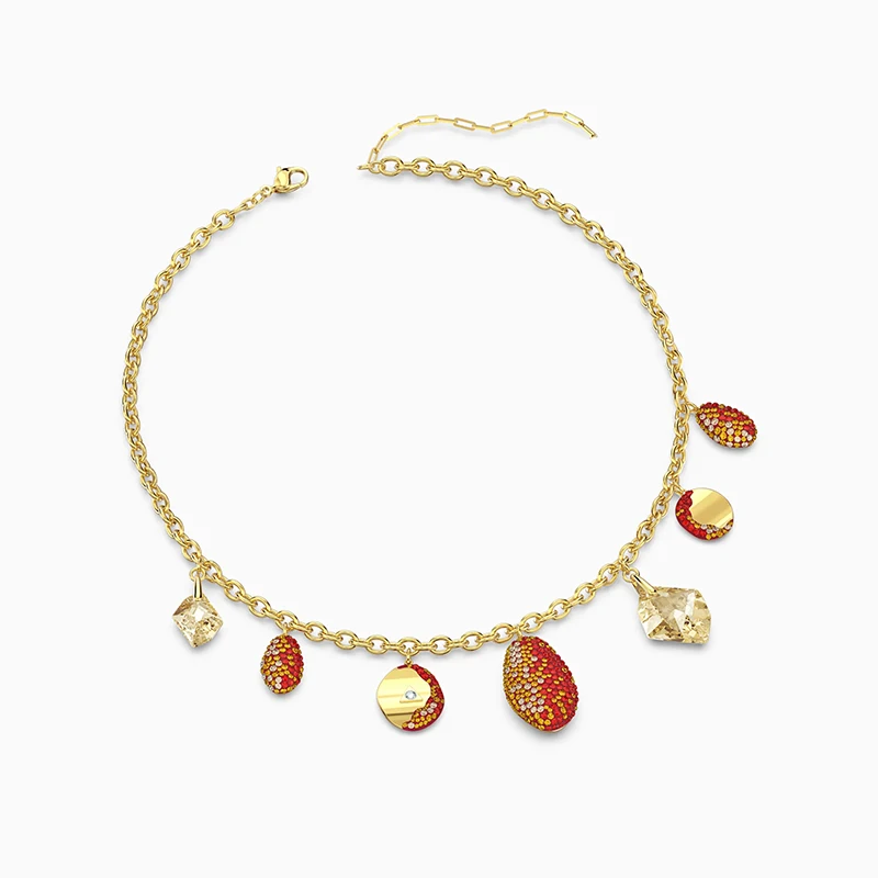 

2020 Fashion Jewelry SWA New THE ELEMENTS Necklace Gold Charming Red Coin Rounded Decoration Female Romantic Jewelry Gift