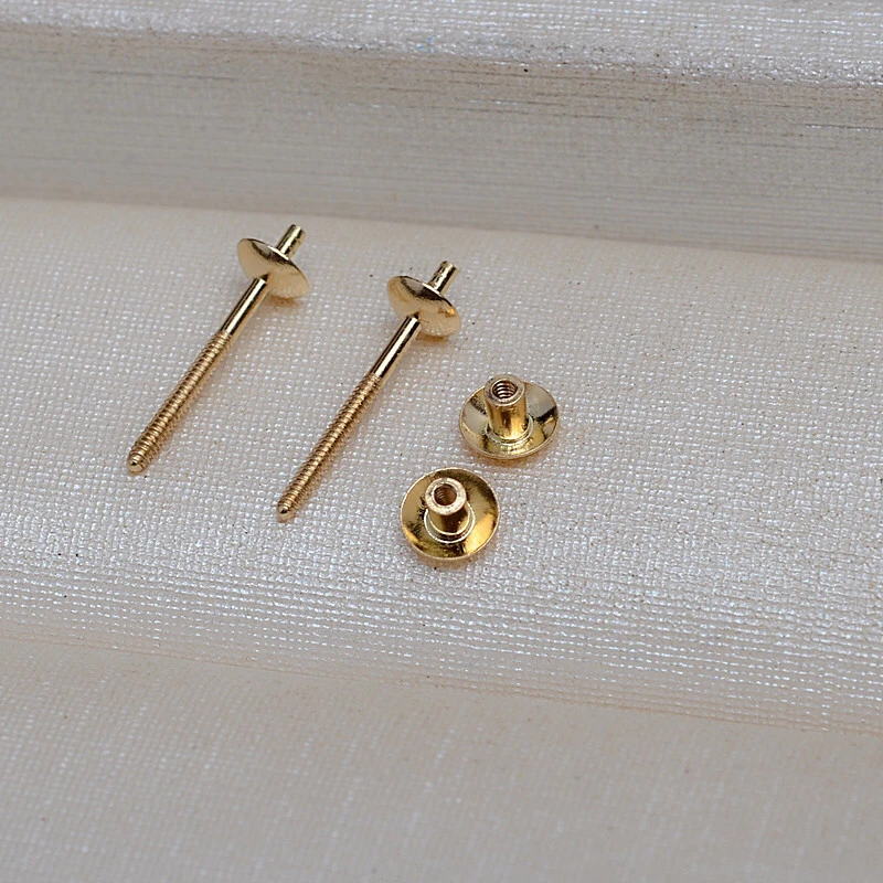 Nice Quality 18K Yellow Gold Stud Earrings Mountings Settings Parts AU750 Jewelry Findings for Pearls Beads Stones