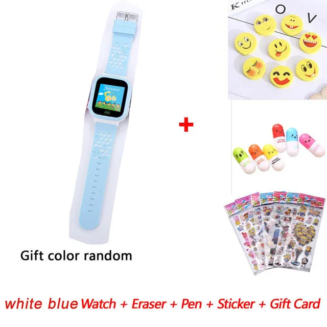 white blue gift 2 Q02 Детские умные часы с камерой и подсветкой, Детские часы с сенсорным экраном, SOS Вызов, LBS, отслеживание местоположения, Детские умные часы - Цвет: white blue gift 2