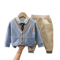 new spring baby boy clothes suit children fashion jacket plaid shirt pants 3pcsset autumn toddler casual costume kid sportswear