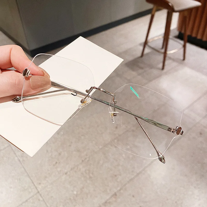 

Очки унисекс без оправы с защитой от сисветильник света, металлическая оправа защищает глаза для мужчин и женщин, очки для чтения, 2021