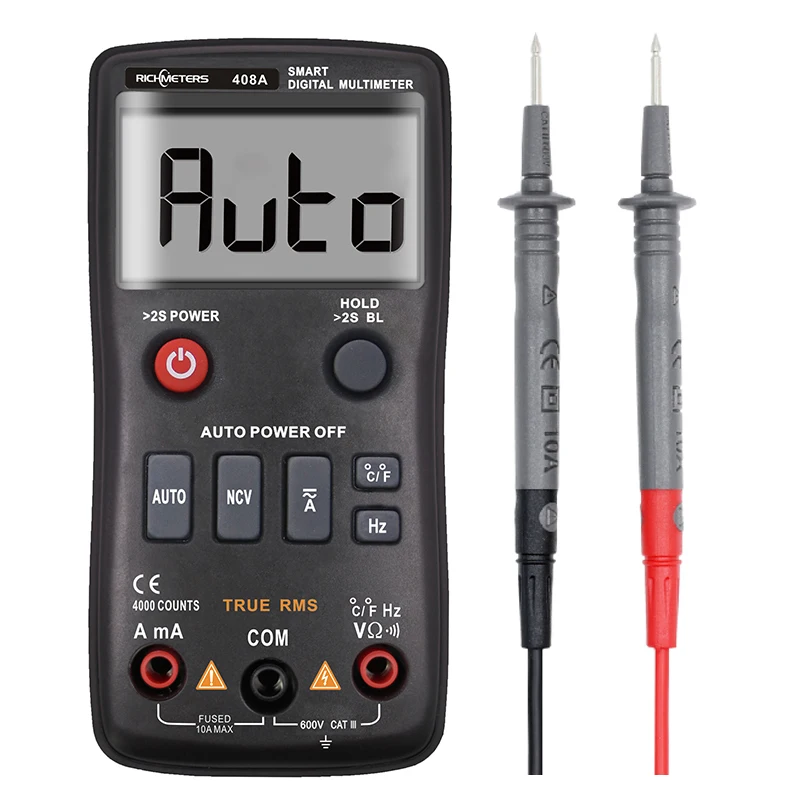 

Цифровой мультиметр RM408A/RM408B, NCV истинный RMS с тестером температуры, 4000 отсчетов, автодиапазон, AC/DC транзистор, измеритель напряжения