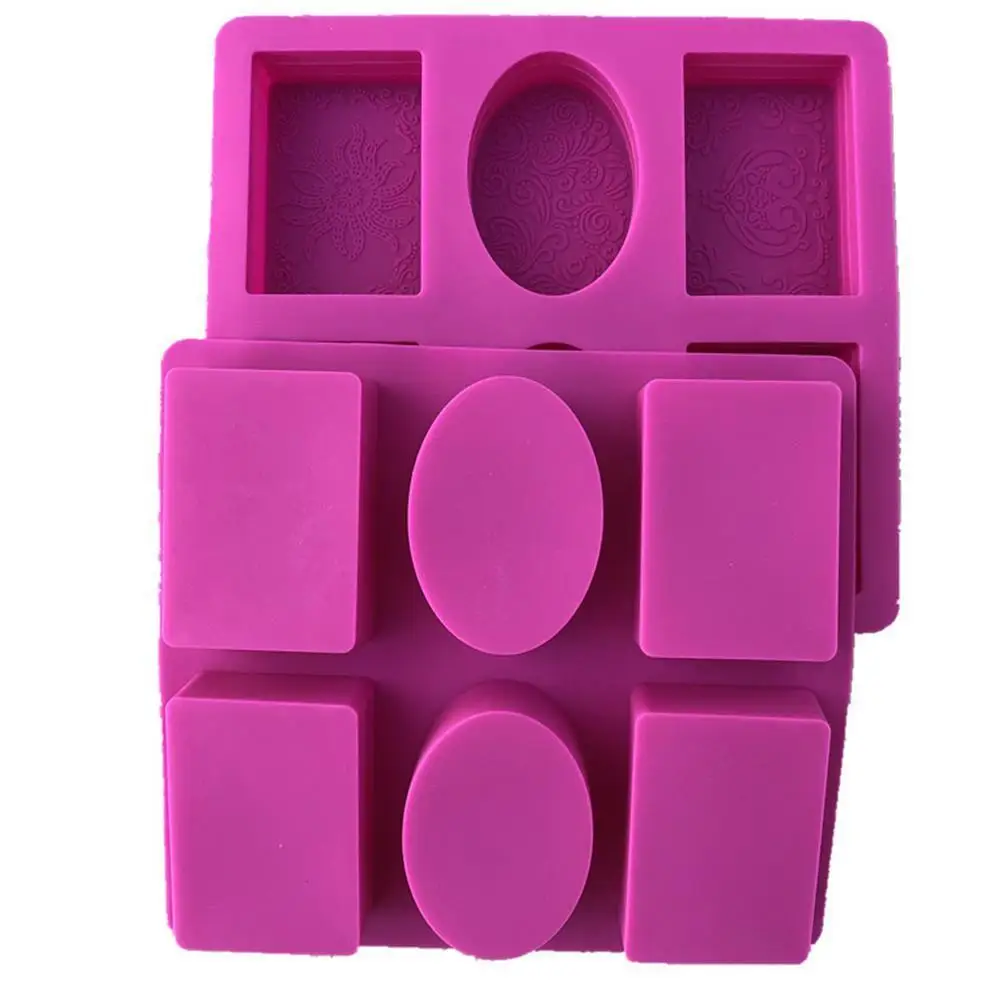 

6 Cavity Rectangle Oval Silicone Soap Mold Handmade Soap For Home Craft Bathroom new Making Soap Forms T3X7