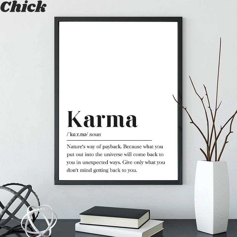 

Karma Definition Print Happy Wall Art Canvas Painting Motivation Gift Typography Buddhism Poster Law Of Attraction Prints Decor