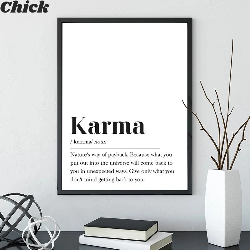 Karma Definition Print Happy Wall Art Canvas Painting Motivation Gift Typography Buddhism Poster Law Of Attraction Prints Decor | Дом и сад